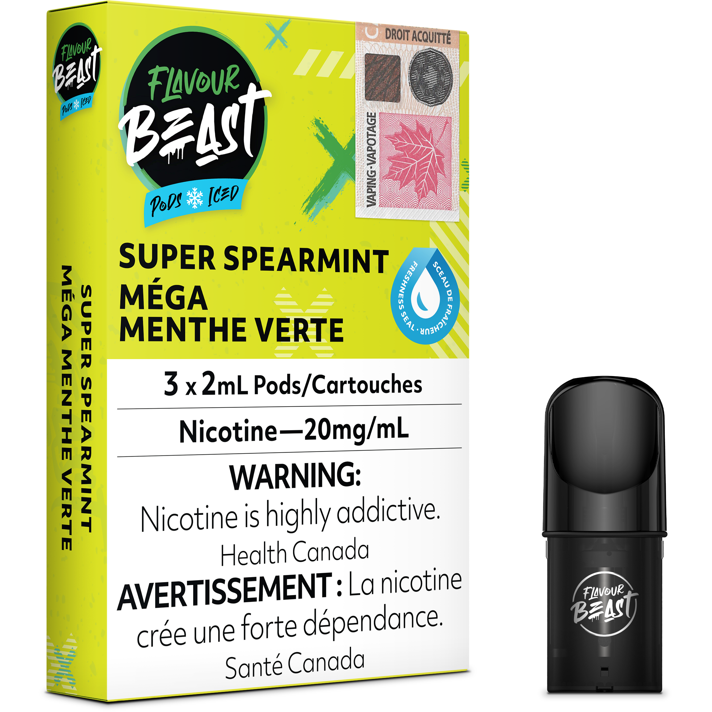 FLAVOUR BEAST POD PACK - SUPER SPEARMINT-FLAVOUR BEAST PODS-Gas City Vapes