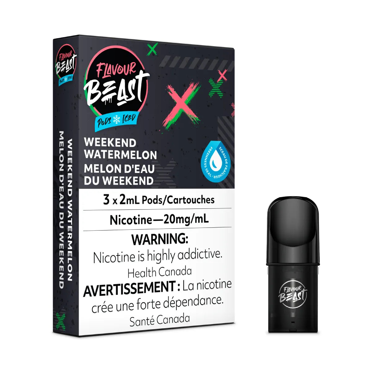 FLAVOUR BEAST POD PACK - WEEKEND WATERMELON ICED-FLAVOUR BEAST PODS-Gas City Vapes